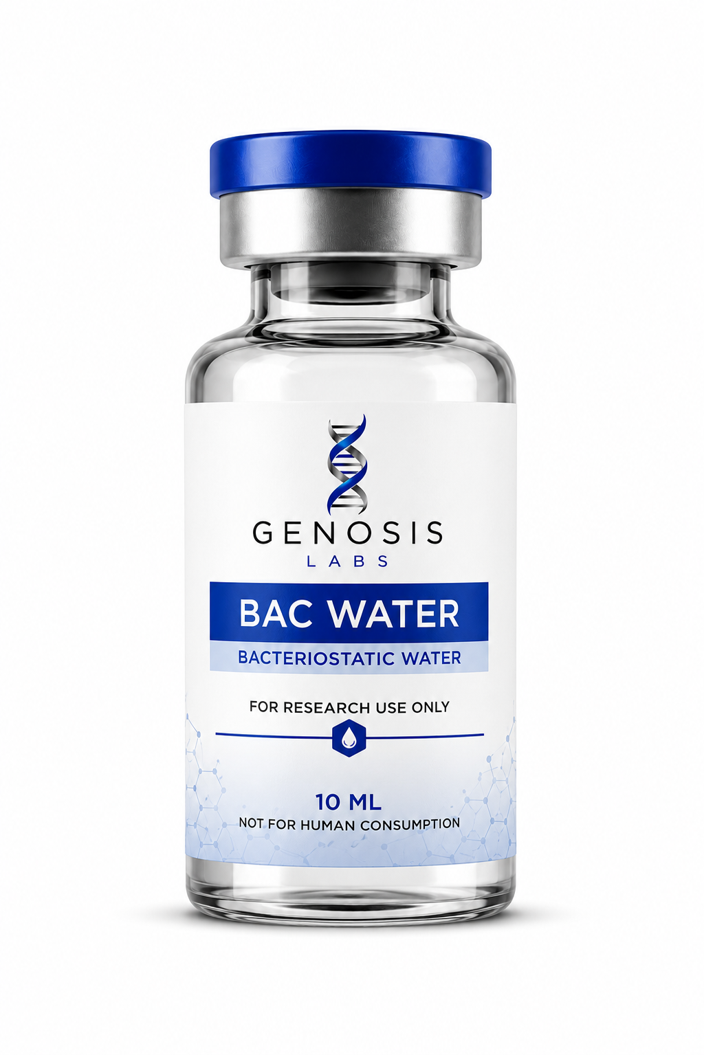 Bacteriostatic Water 10ml sterile laboratory solution by GENOSIS Labs